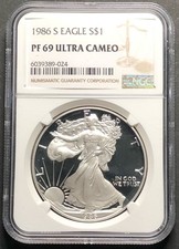 1oz silver 1986-S, US Eagle, NGC PF-69 Ultra Cameo, F.Y.I. 40th Anniversary