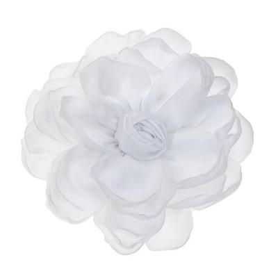 Fabric Rose Flower Brooch Pin 4 Inch Large Handmade Satin Floral Lapel Pin  - 01