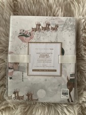 POTTERY BARN KIDS - HOLIDAY HERITAGE SANTA REINDEER SHEET SET -TWIN XL NEW