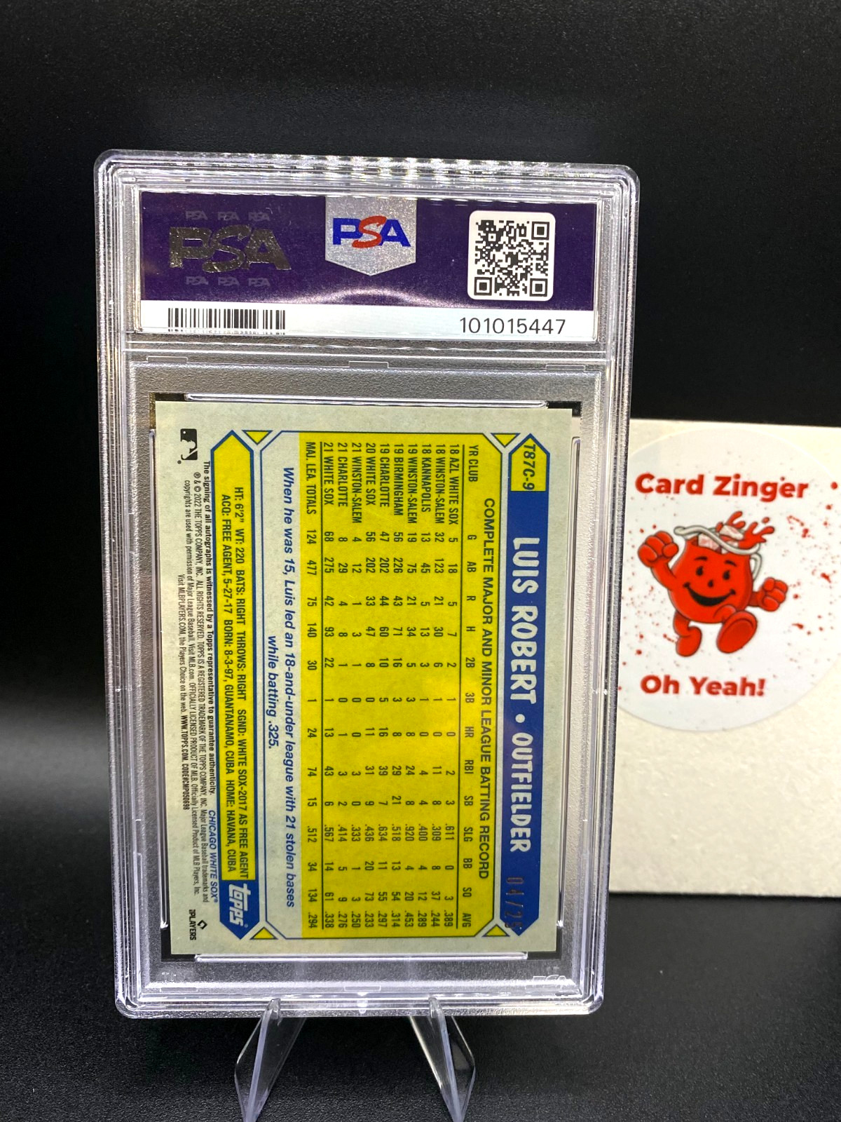 2022 Topps Chrome Silver Pack LUIS ROBERT Orange Refractor Auto /25 PSA 9 view 2