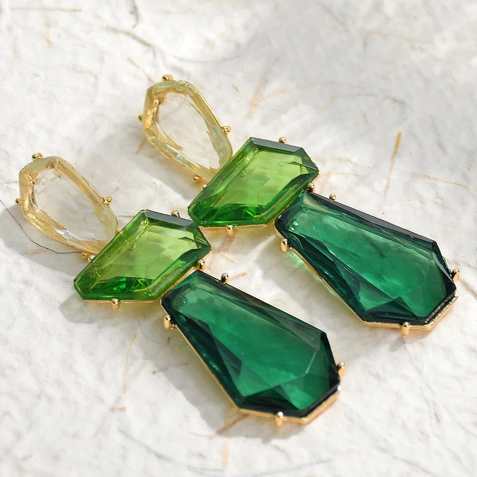 Acrylic Geometric Drop Earrings Women Classic Dangle Bohemian Party Jewelry. - Image 3 of 4