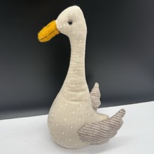 Beige Goose Plush with Mustard Beak- Neutral- Linen- Cottage Core - Grandma Core