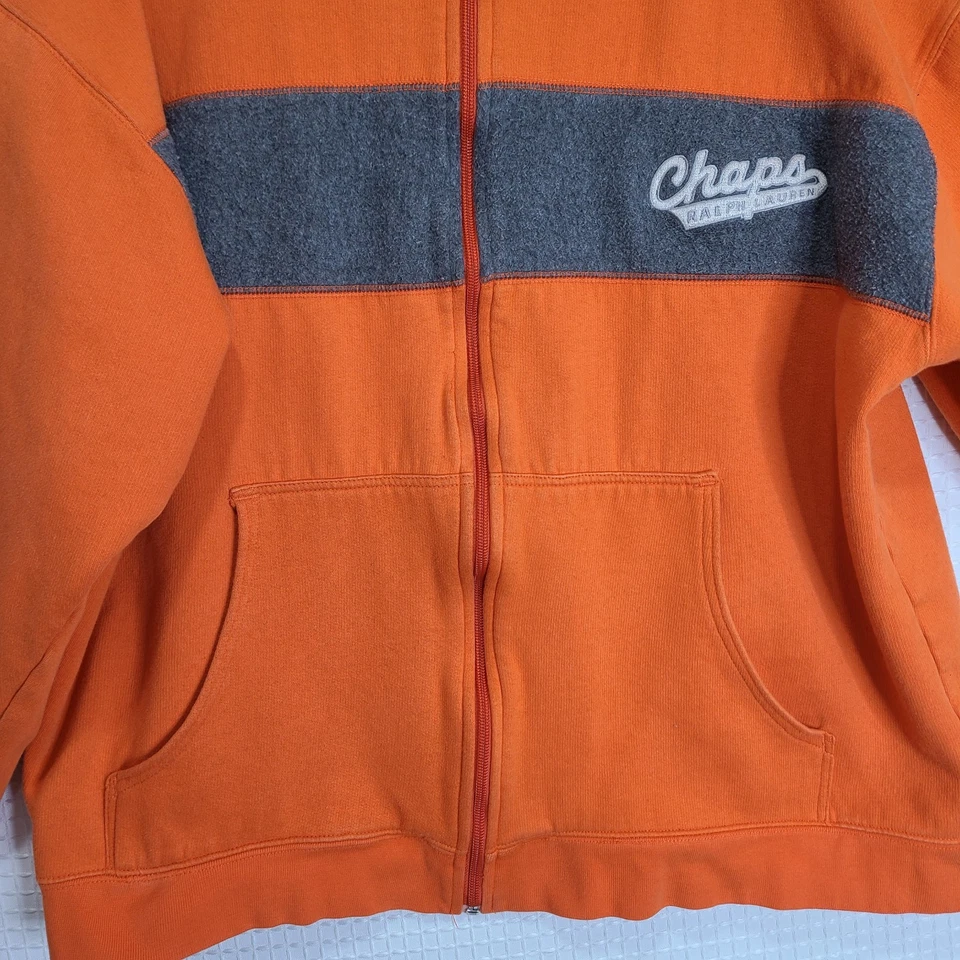 Sudadera con capucha Chaps Ralph Lauren para hombre Lg naranja con cremallera *UWD encogida Foto 4 de 4