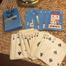 Vintage HAMILTON Playing Cards Cottage Cozy Design Plastic Coated Used