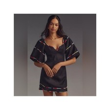 FARM Rio Black Colored Stripes Mini-Dress Size Small