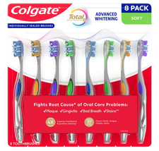 Colgate Total Advanced Whitening Toothbrush, 8-pack, Individually Sealed