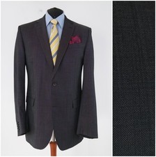 Mens CARL GROSS Blazer 46L US Size Dark Grey Super 110s Wool Sport Coat Jacket