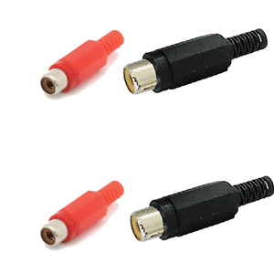 2 Fiches RCA Femelle Chassis Répérage Rouge et Noir Connections à souder