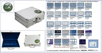 Münzkoffer-2-EURO-Smart-SAFE-172-0-leer-+-Münztableaus-Einsätze-Blau-30-Modelle