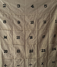 Alphabet & Numbers Canvas Wall Organizer Tapestry with Large Pockets Never used