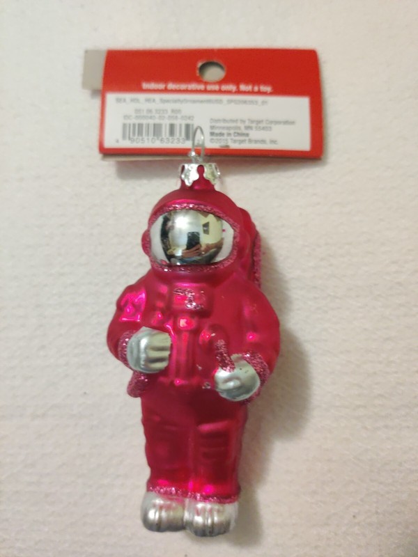 2015 Red Silver Astronaut Christmas Ornament 4"