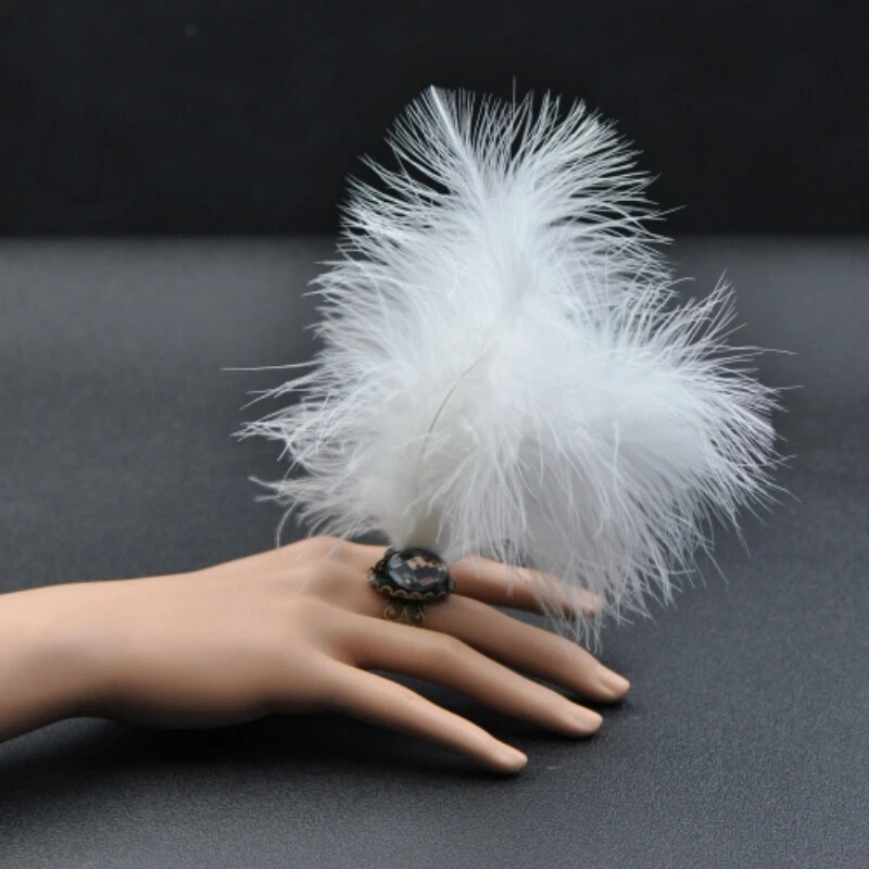 Feder Acryl Kristall Ring Einstellbar 1920s Stil Karneval Kostüm Zubehör - Bild 3 von 4