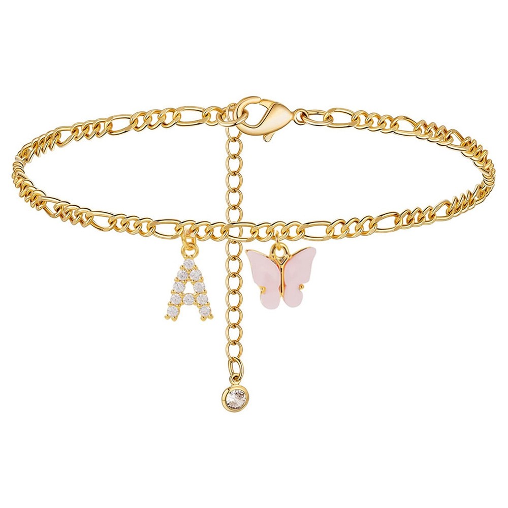 26 Initial Anklet 26 Diamond Alphabet Anklet With Butterfly A To Z 26 Alphabet