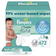 Pampers Aqua Pure Baby Wipes 56 Count Hypoallergenic Gentle Skin Cleanser