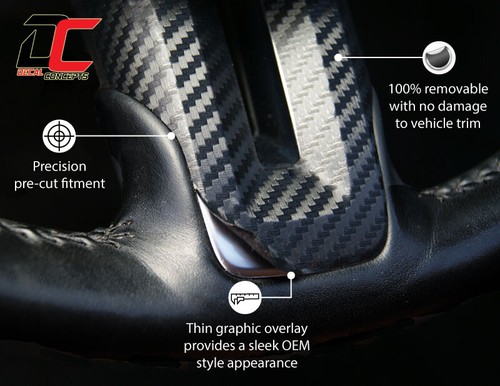 2010-2012 Camaro Black Carbon Fiber Full Steering Wheel Accent Decal Cover Wrap - Picture 3 of 4