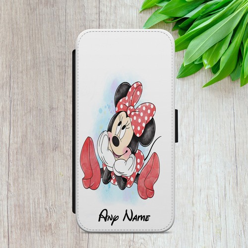 PERSONALISED MINNIE FLIP FOR IPHONE SAMSUNG HUAWEI PIXEL WALLET PHONE CASE COVER - Picture 15 of 18