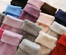 5 Pairs Women Wool Angora Crew Warm Fuzzy Soft Thick Heavy Colors Solid Socks US