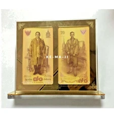 Acrylic Gold Mirror Frame with Thailand Commemorative Banknotes