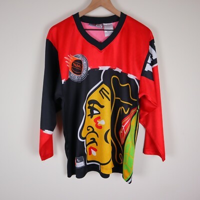 vtg Chicago Blackhawks Jersey 90s Nike Street NHL Hockey Men's Large 21x28 