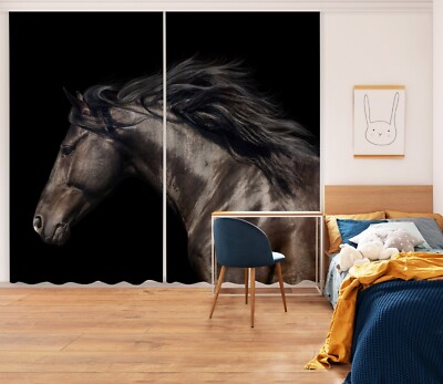 3D Hübsches Pferd ZHUC425 Tier Foto Vorhang Fenster Blockout Stoff