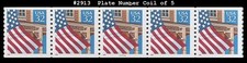 USA5 #2913 MNH PNC5 Pl #44444 Low Gloss Gum Flag Over Porch w/a