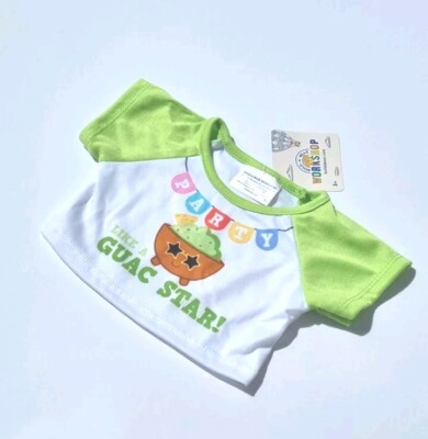 Build A Bear Party Like A Guac Star T-Shirt Guacamole Chip Essen neu mit Etikett 