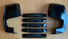 GLOSS BLACK WING MIRROR 5 DOOR HANDLE COVERS SET FITS FORD TRANSIT CUSTOM 2012+