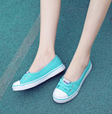 Womens Summer Casual Canvas Ballerina Shoes Pumps Slip On Flats Lace Up Loafers