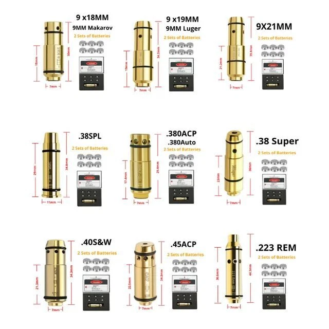 .40SW 45ACP 38SPL 380ACP 9mm Training Bullet Red Dot Laser Cartridge Dry Fire - Image 2 of 4