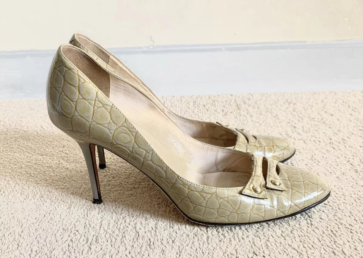 Jimmy Choo Grey Mock Croc Patent Leather Court Shoes 38.5 eBay