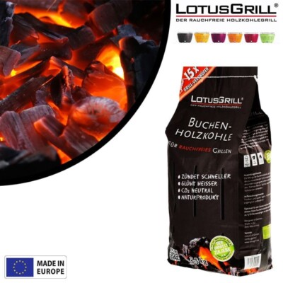 Kit Carbone Di Faggio LotusGrill 2.5 Kg + Pasta Combustibile 500 Ml - Specifico Per Barbecue LotusGrill, A Basso Fumo