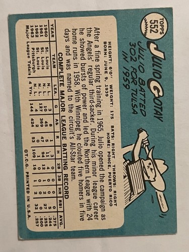 1965 Topps Baseball Singoli - Scegli la tua carta -- 371-598 -- numeri alti - Foto 283 di 357