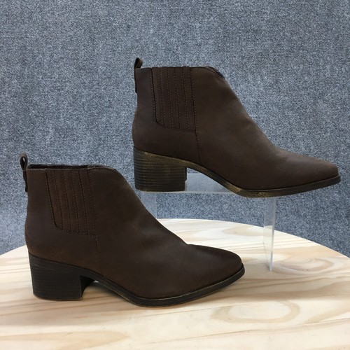 Dunes Boots Womens 8.5 Olivia Ankle Bootie Brown Leather Pointed Toe Block Heels - 第 1/17 張圖片