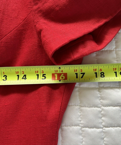 BCBG Paris Red Linen Short Sleeve Jacket Top Lined USA Preppy Chic VTG XS/S - Picture 13 of 16