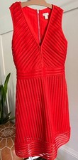 J Crew Dress Womens Size 00 Flame Red Sleeveless Eyelet Fit & Flare Party Dress