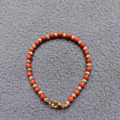 Pulsera de piedras preciosas con cuentas de coral natural Italia coral rojo hecha a mano - Imagen 4 de 12