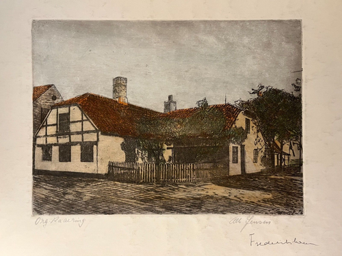 Albert Jensen (Elmstedt) Original Kunst Frederikshavn Haus Dänemark signiert 37x28cm - Bild 3 von 10