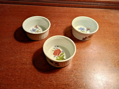 3 BIA Cordon Bleu 6oz Floral Ramekins Custard Cups Versailles Grapevine Pattern