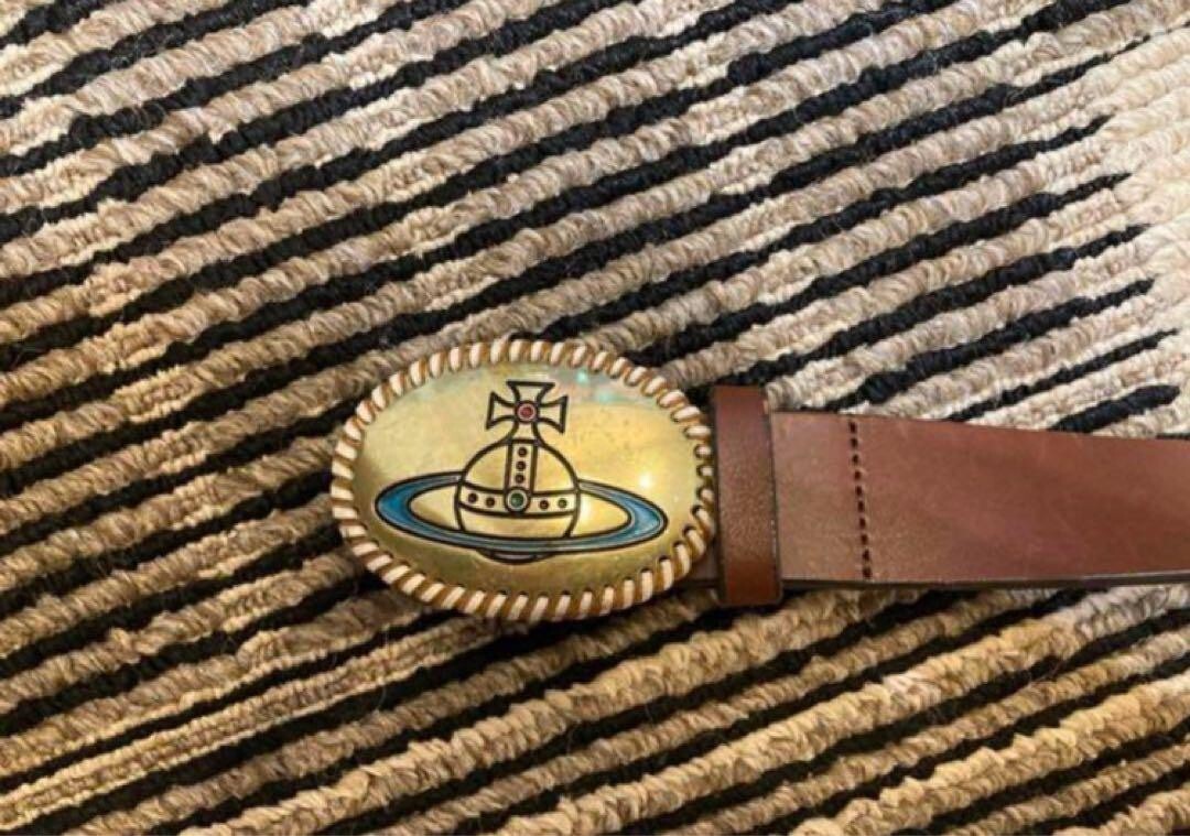 Vivienne Westwood Belt Color Brown Gold Buckle Length 100cm