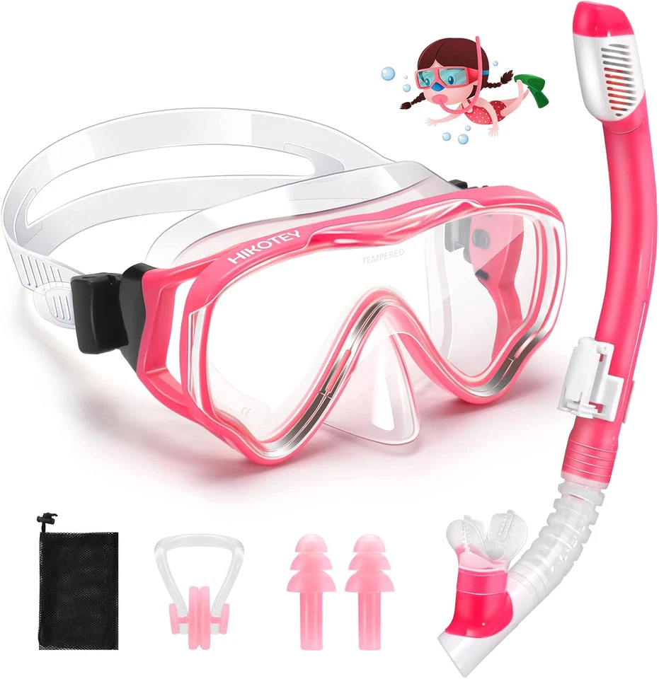 Taucherbrille Kinder Schnorchelset Mädchen Jungen Schwimmbrille + Nasenabdeckung