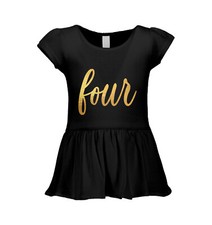 Gold Foil Birthday - Four Party Present Fun Years Old Infant/Toddler Dress