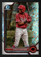 Yerlin Confidan 2022 Bowman Chrome 1st Year Prospect Shimmer Refractor SP Reds