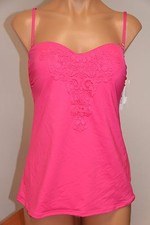 NWT Kenneth Cole Swimsuit Tankini 2pc Set Sz L Bandeau Banded PNC