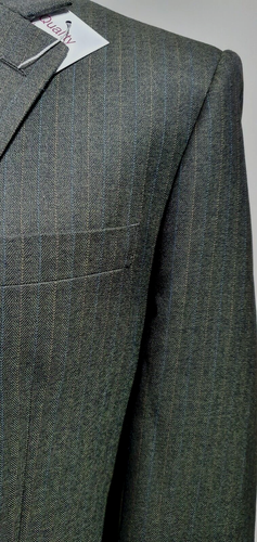 Brook Taverner mens Vintage 2 piece suit Ch42"R W36" L29" Olive pinstripe - Picture 7 of 19