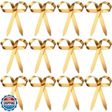 Daifunli 12 Pcs Gold Metal Christmas Bow Ornaments for Christmas Tree Garland