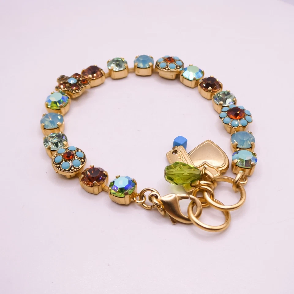 Pulsera para mujer Mariana Swarovski azul estrás 7,5" flor gruesa 0,5" ancho  Foto 4 de 4
