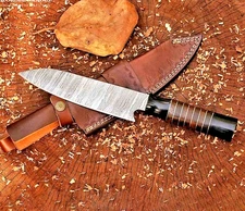 CUSTOM HAND MADE FORGED DAMASCUS STEEL  KITCHEN SANTOKU CHEF KNIFE 1280