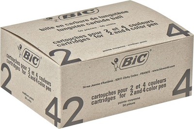 BIC 4 Farben Kugelschreiberminen rot 4 Colours, 50er Pack, Strichstärke: 0.4 mm