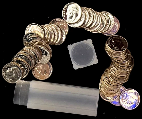 Roll (50) 1964 90% Silver Proof Roosevelt Dimes, UN-Circulated