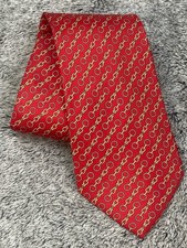 Burberry Tie Red Yellow Silk French Equestrian Horse